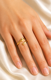Model wearing Yara Gold-Plated Steel Ring