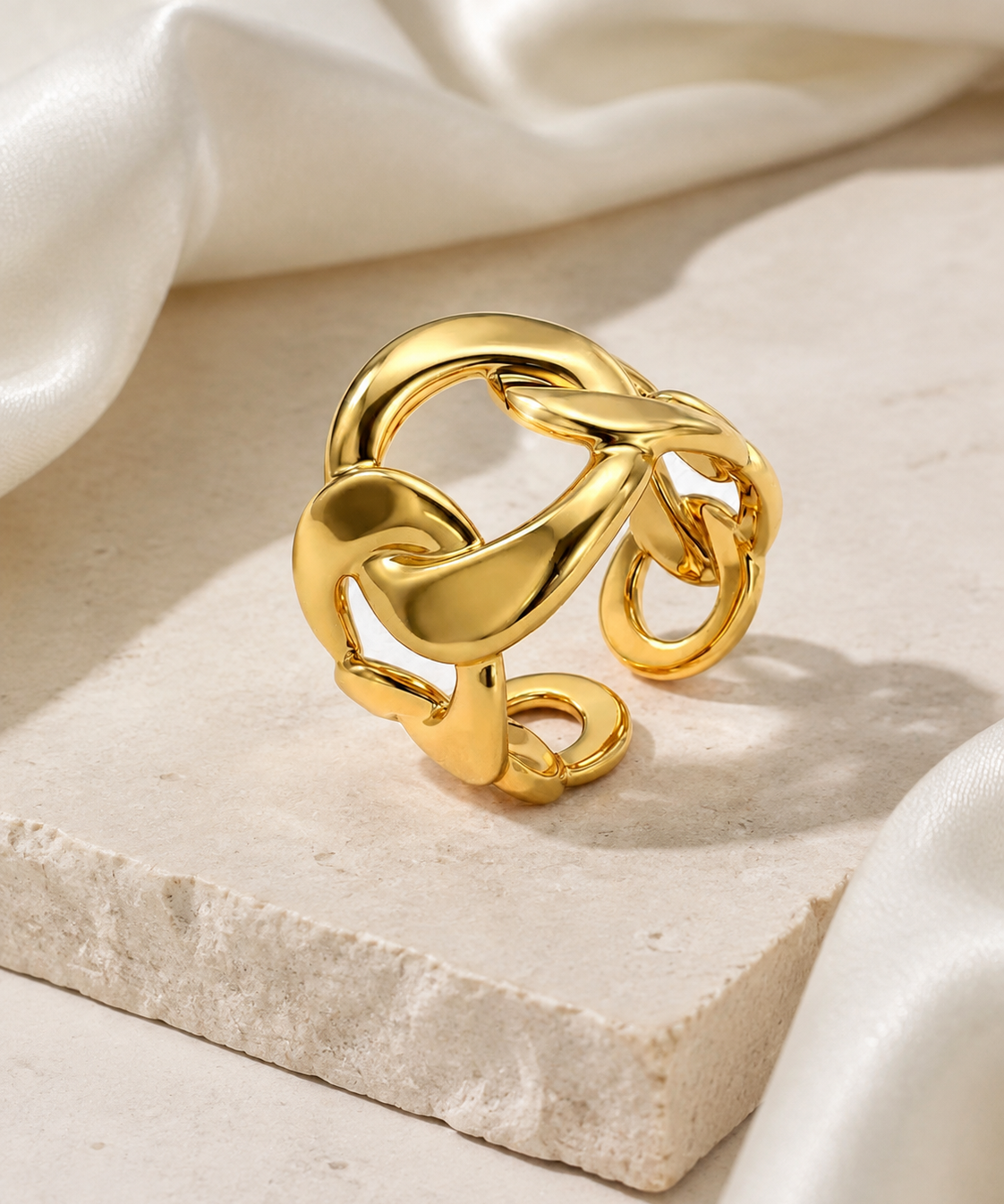 Zinnia Gold-Plated Steel Ring jewelry product view
