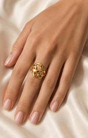 Model wearing Zinnia Gold-Plated Steel Ring