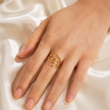 Model wearing Vela Adjustable Gold Ring