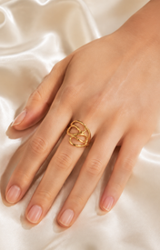Model wearing Vela Adjustable Gold Ring