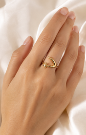 Model wearing Sable Adjustable Gold Ring