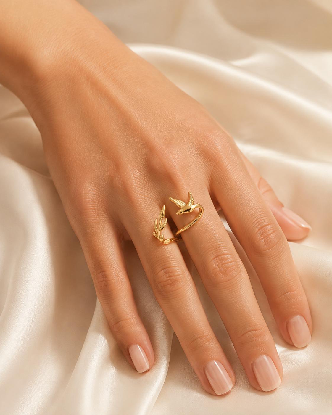 Model wearing Marlowe Adjustable Gold Ring