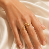 Model wearing Marlowe Adjustable Gold Ring