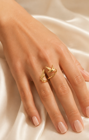 Model wearing Marlowe Adjustable Gold Ring
