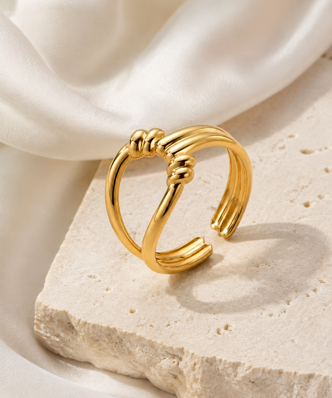Ophelia Adjustable Gold Ring close detail