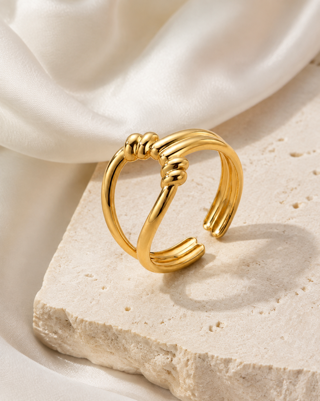 Ophelia Adjustable Gold Ring close detail