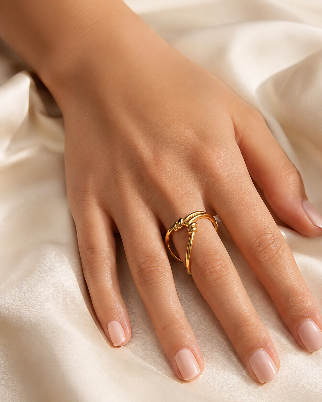 Model wearing Ophelia Adjustable Gold Ring