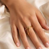 Model wearing Ophelia Adjustable Gold Ring