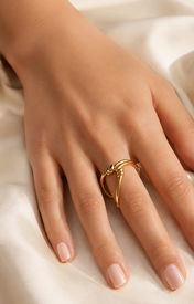 Model wearing Ophelia Adjustable Gold Ring