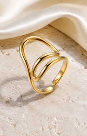 Ines Adjustable Gold Ring close detail
