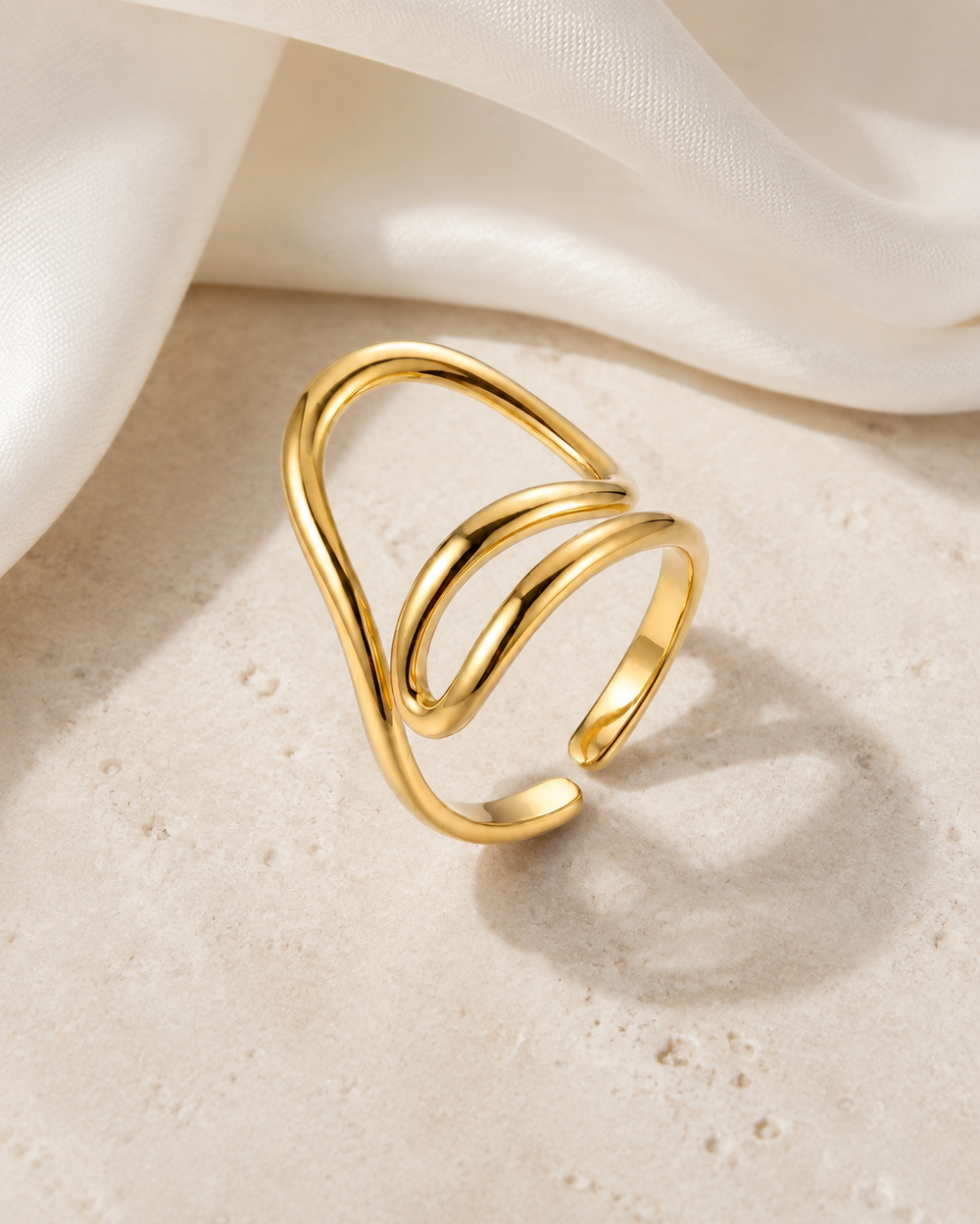 Ines Adjustable Gold Ring jewelry product view