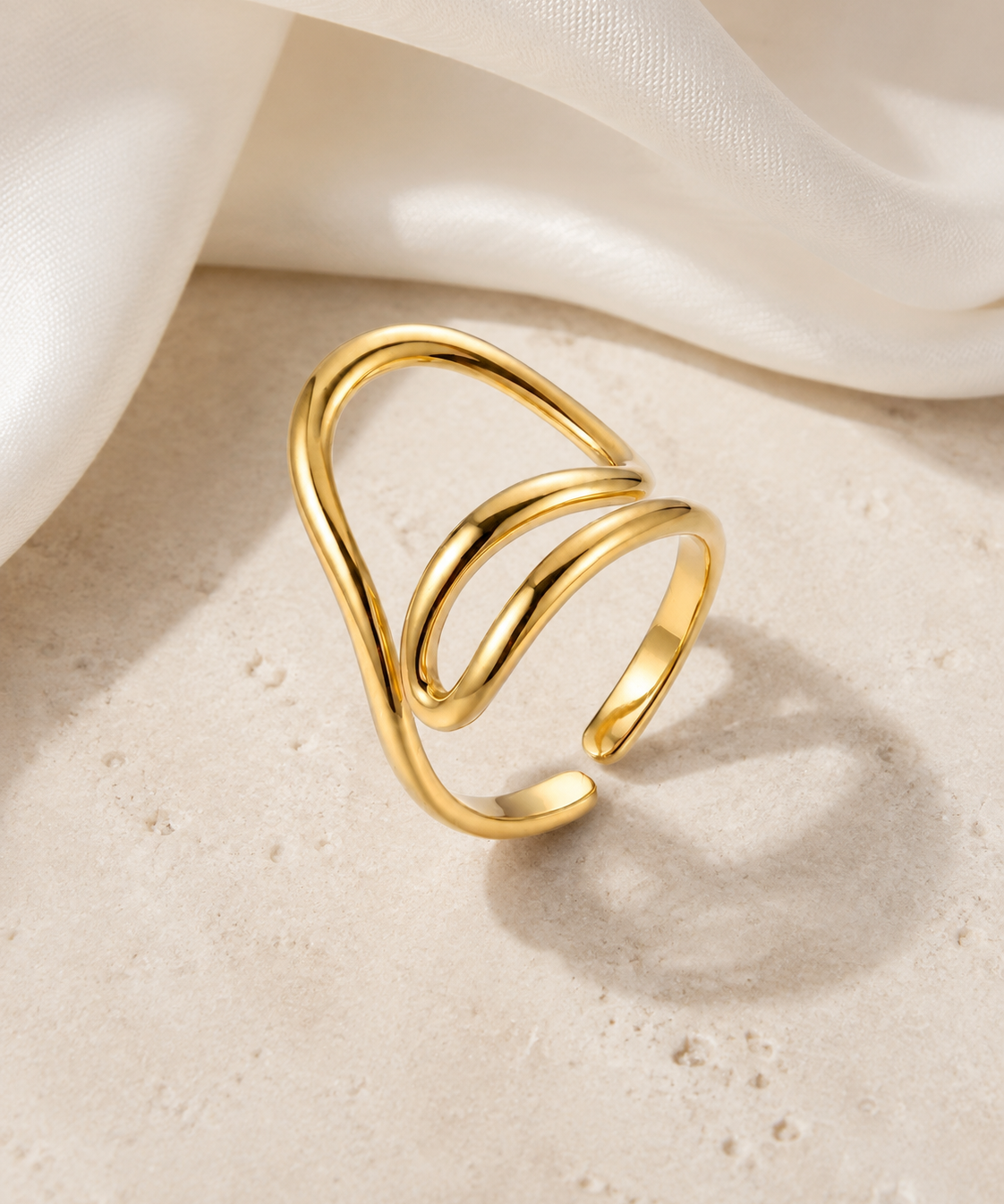 Ines Adjustable Gold Ring jewelry product view