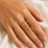 Model wearing Ines Adjustable Gold Ring