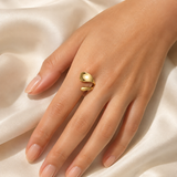 Model wearing Talia Adjustable Gold Ring