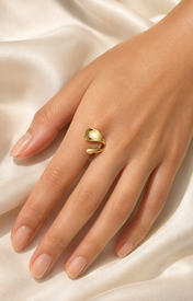 Model wearing Talia Adjustable Gold Ring