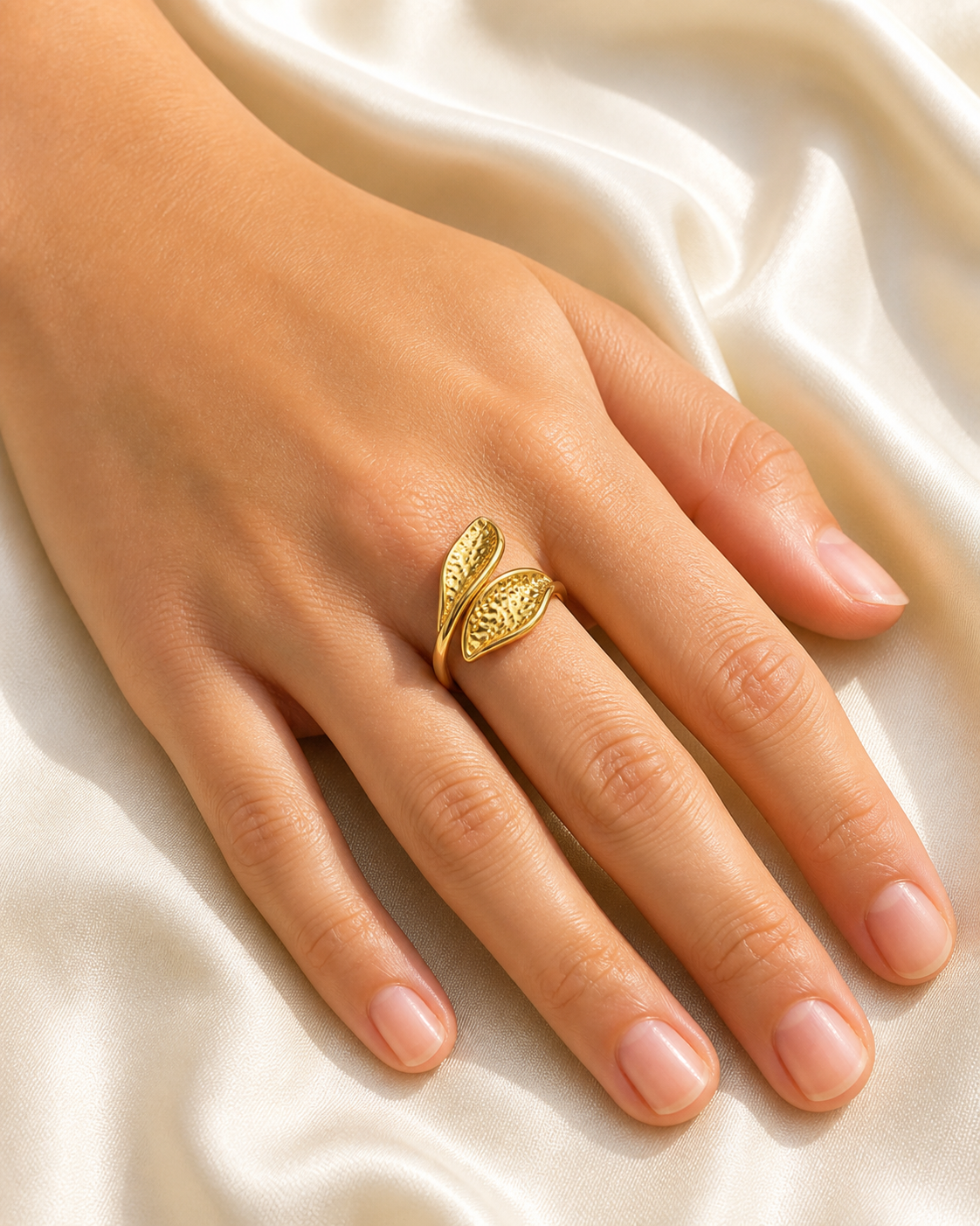 Model wearing Noor Adjustable Gold Ring