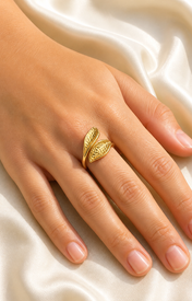 Model wearing Noor Adjustable Gold Ring
