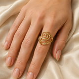 Model wearing Freya Adjustable Gold Ring
