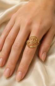 Model wearing Freya Adjustable Gold Ring