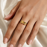 Model wearing Liora Adjustable Gold Ring