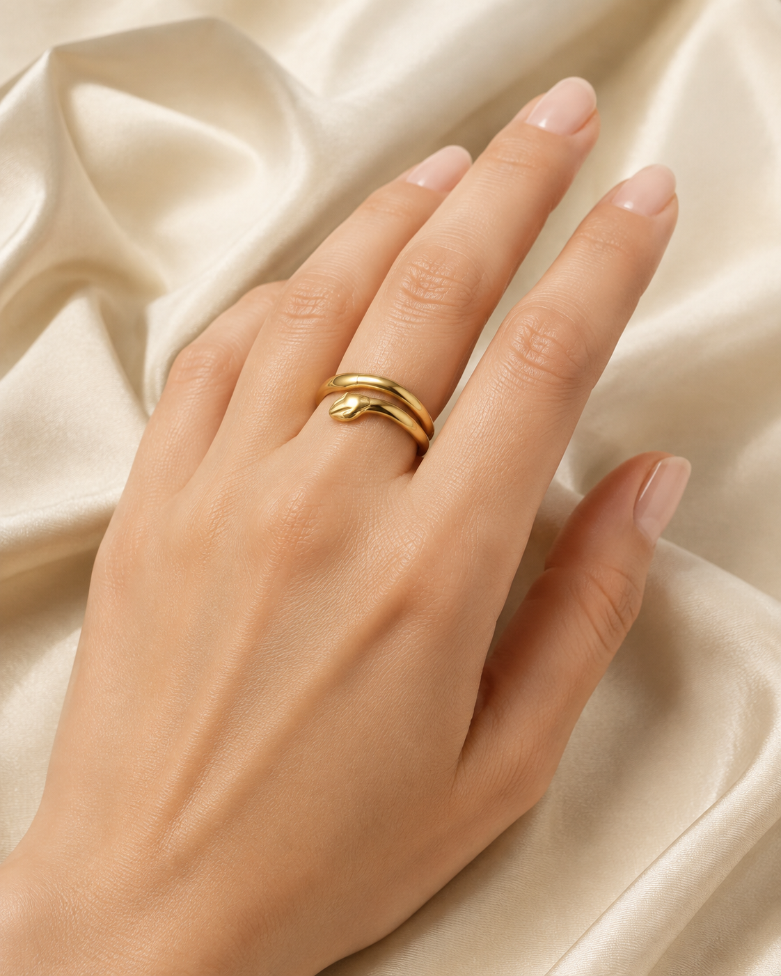 Model wearing Ilona Adjustable Gold Ring