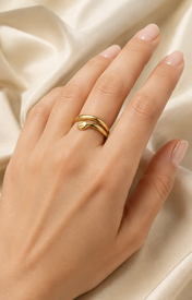 Model wearing Ilona Adjustable Gold Ring