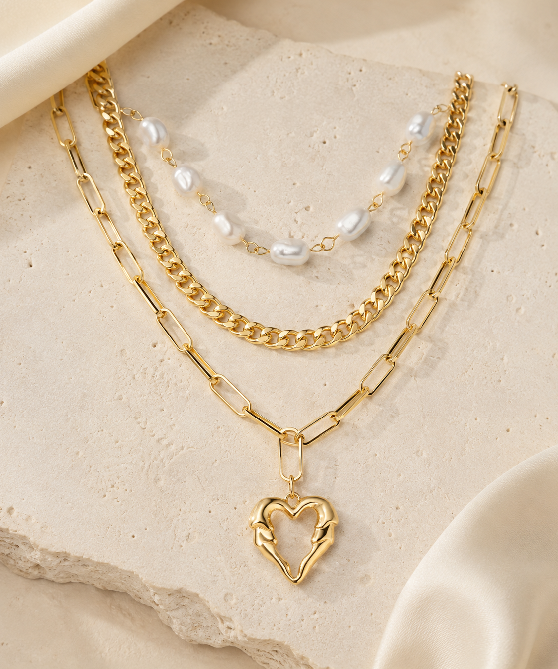 Liora Pearl Heart Necklace — Edition 2 jewelry product view