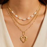 Model wearing Liora Pearl Heart Necklace — Edition 2