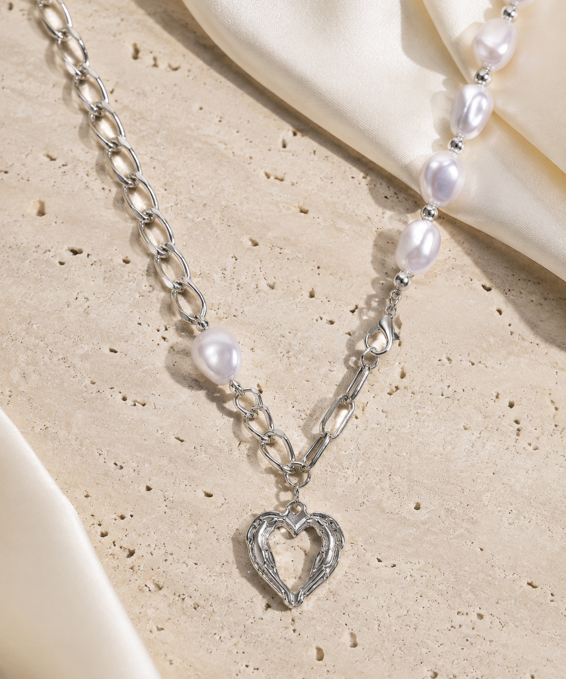 Liora Pearl Heart Necklace — No. 10 close detail