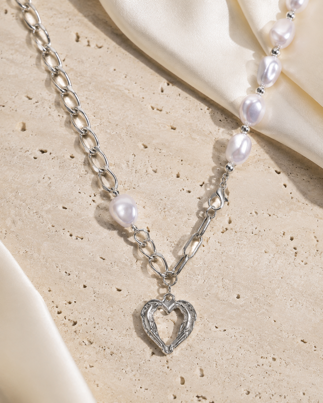 Liora Pearl Heart Necklace — No. 10 close detail