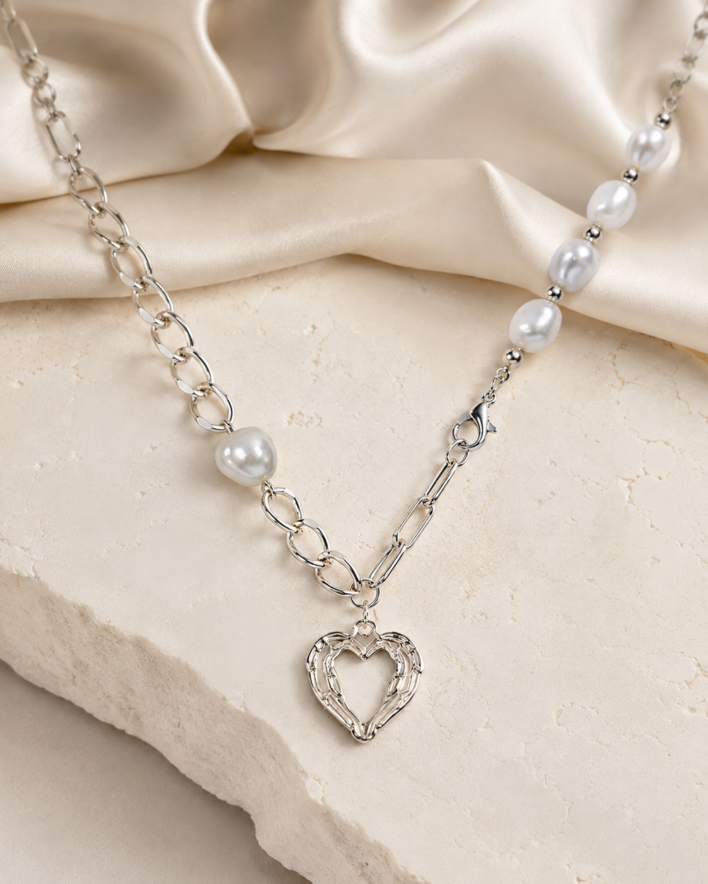 Liora Pearl Heart Necklace — No. 10 jewelry product view