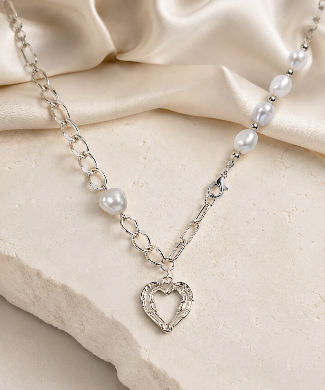 Liora Pearl Heart Necklace — No. 10 jewelry product view