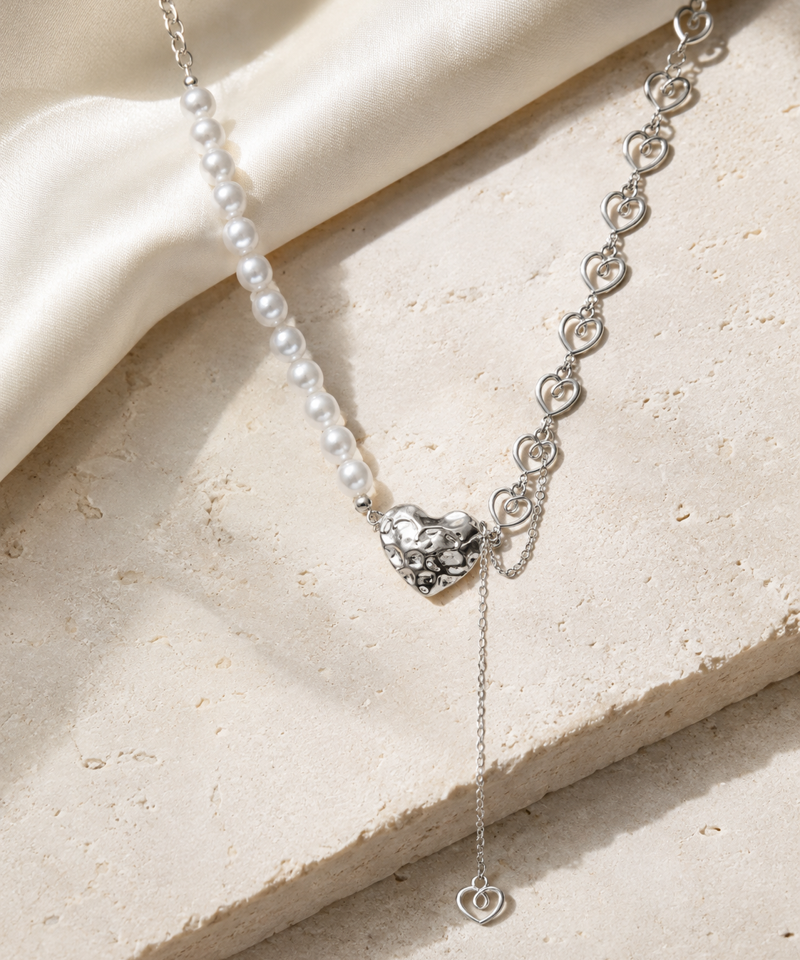 Liora Pearl Heart Necklace — No. 11 close detail