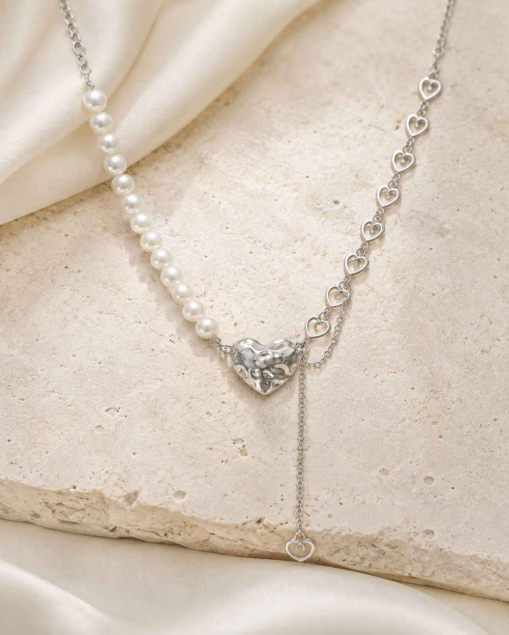 Liora Pearl Heart Necklace — No. 11 jewelry product view
