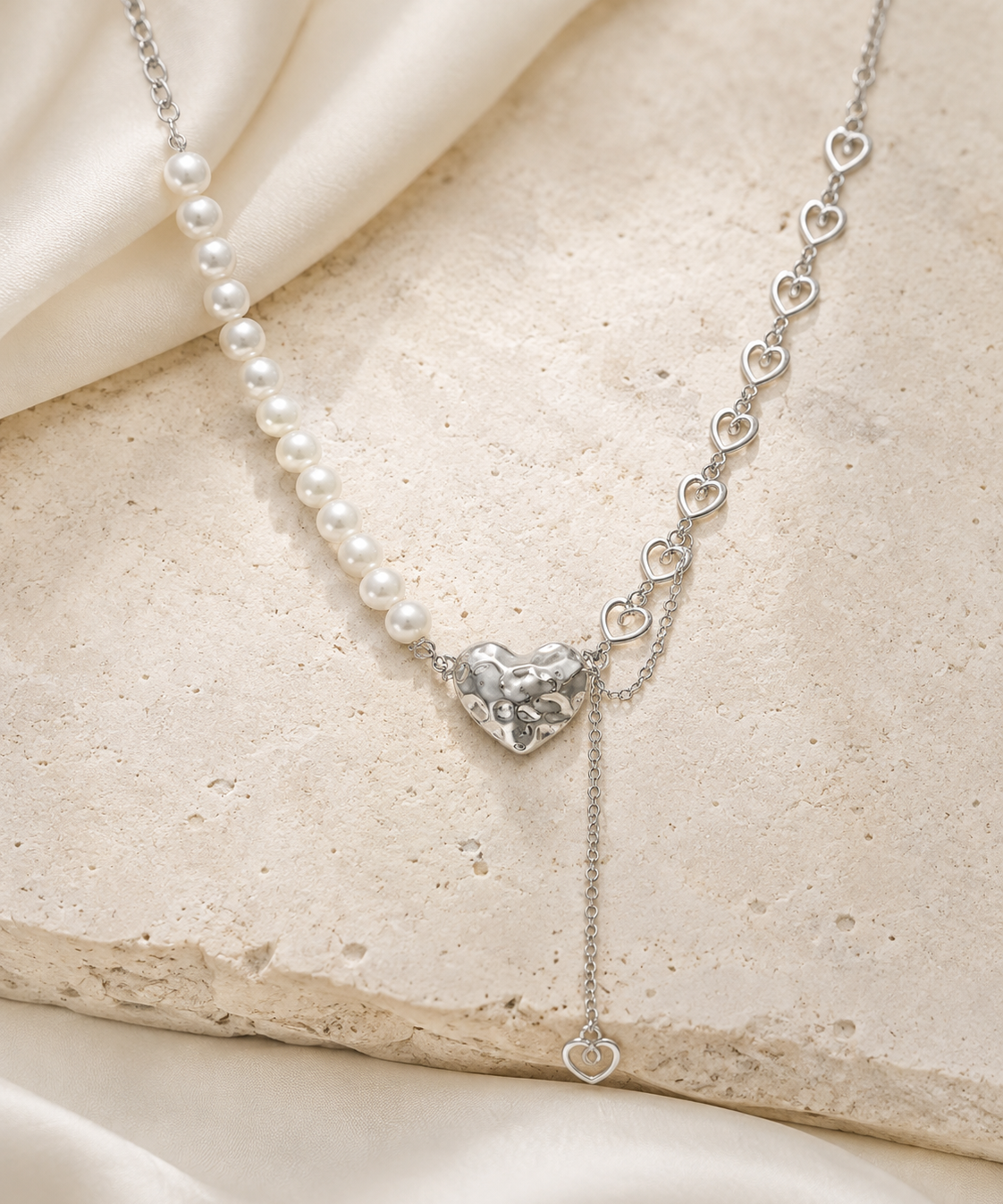 Liora Pearl Heart Necklace — No. 11 jewelry product view