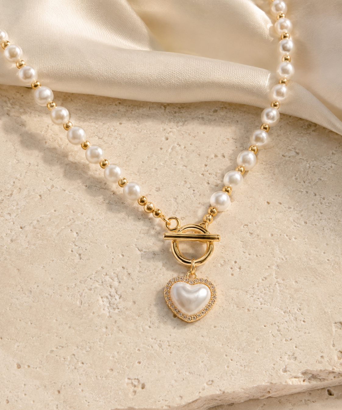 Liora Pearl Heart Necklace — No. 12 close detail