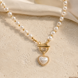 Liora Pearl Heart Necklace — No. 12 close detail