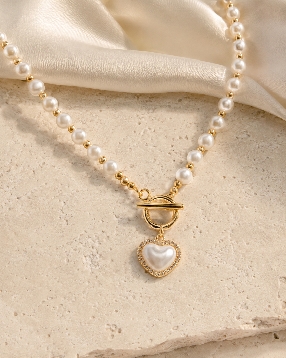 Liora Pearl Heart Necklace — No. 12 close detail