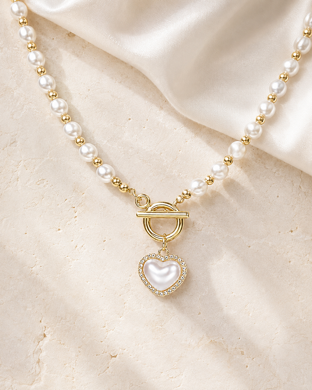 Liora Pearl Heart Necklace — No. 12 jewelry product view