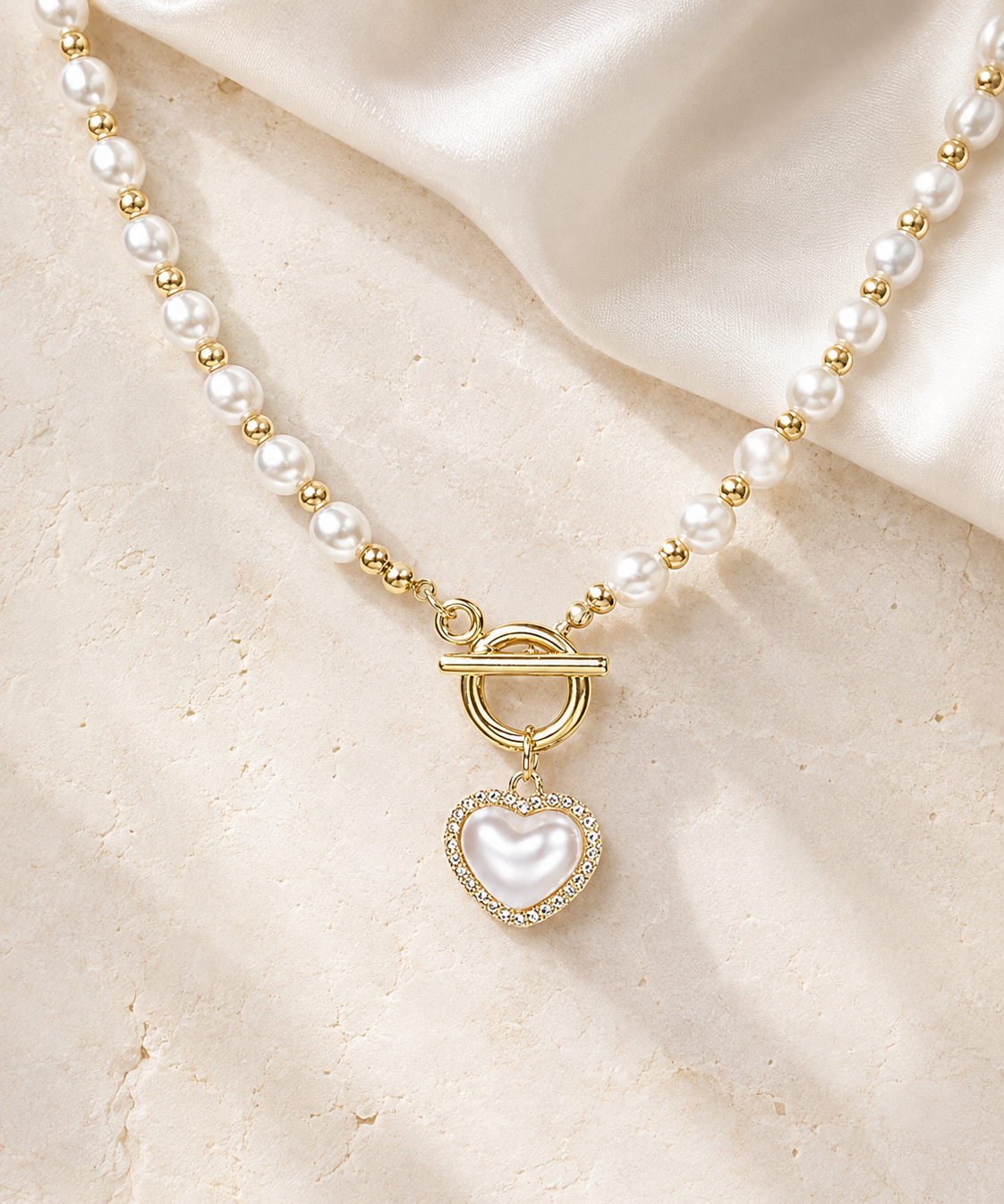 Liora Pearl Heart Necklace — No. 12 jewelry product view