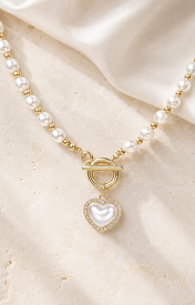 Liora Pearl Heart Necklace — No. 12 jewelry product view