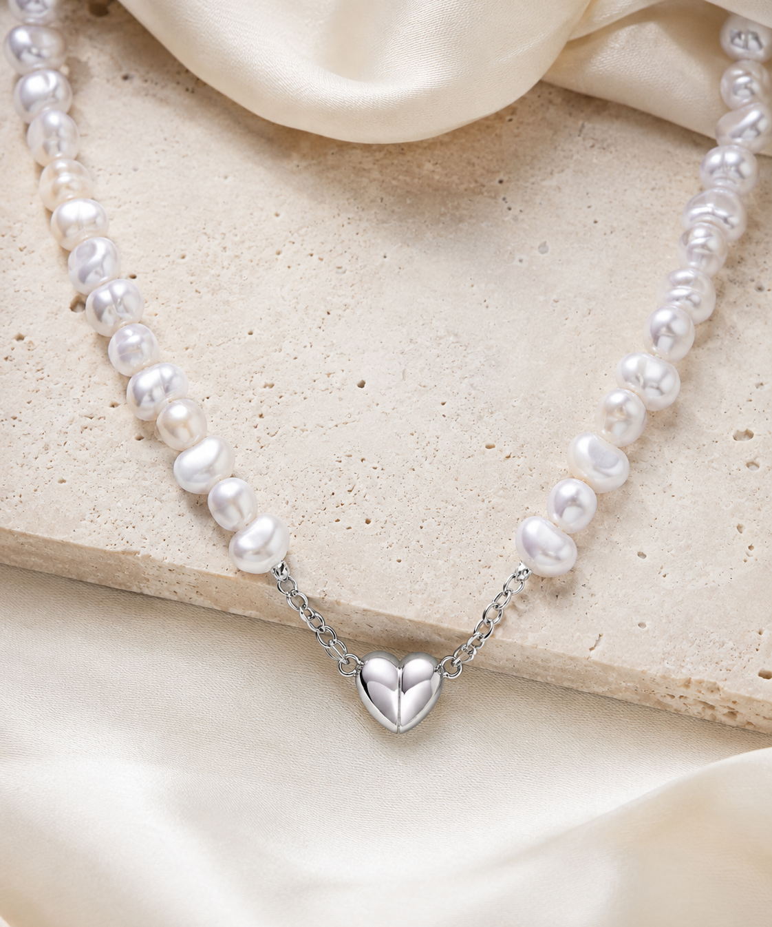 Liora Pearl Heart Necklace — No. 13 close detail