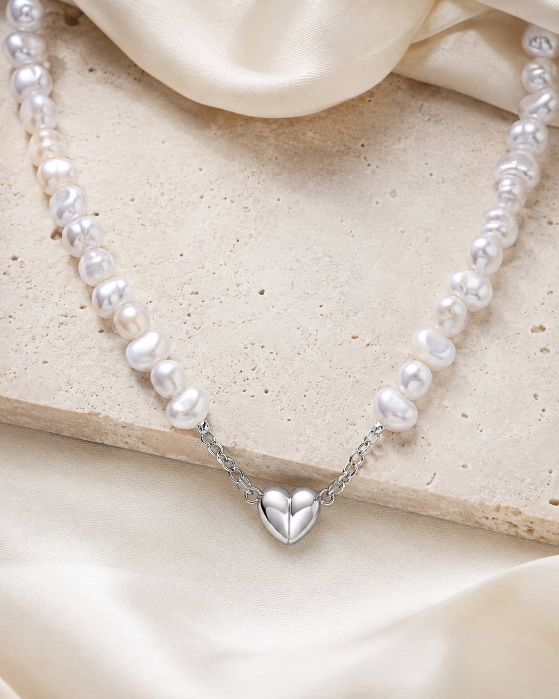 Liora Pearl Heart Necklace — No. 13 close detail