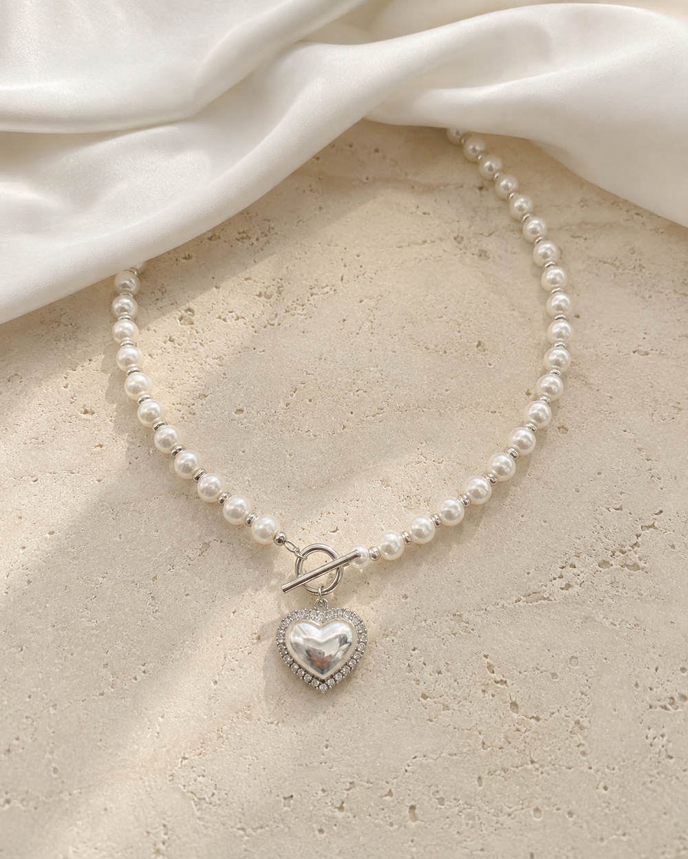 Liora Pearl Heart Necklace — Edition 4 jewelry product view