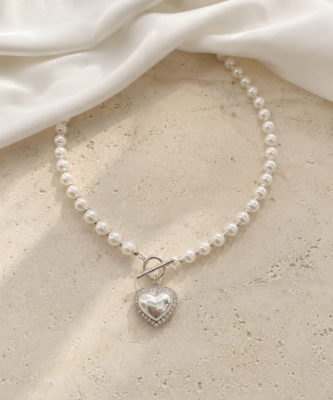 Liora Pearl Heart Necklace — Edition 4 jewelry product view