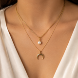 Model wearing Liora Pearl Heart Necklace — Edition 7