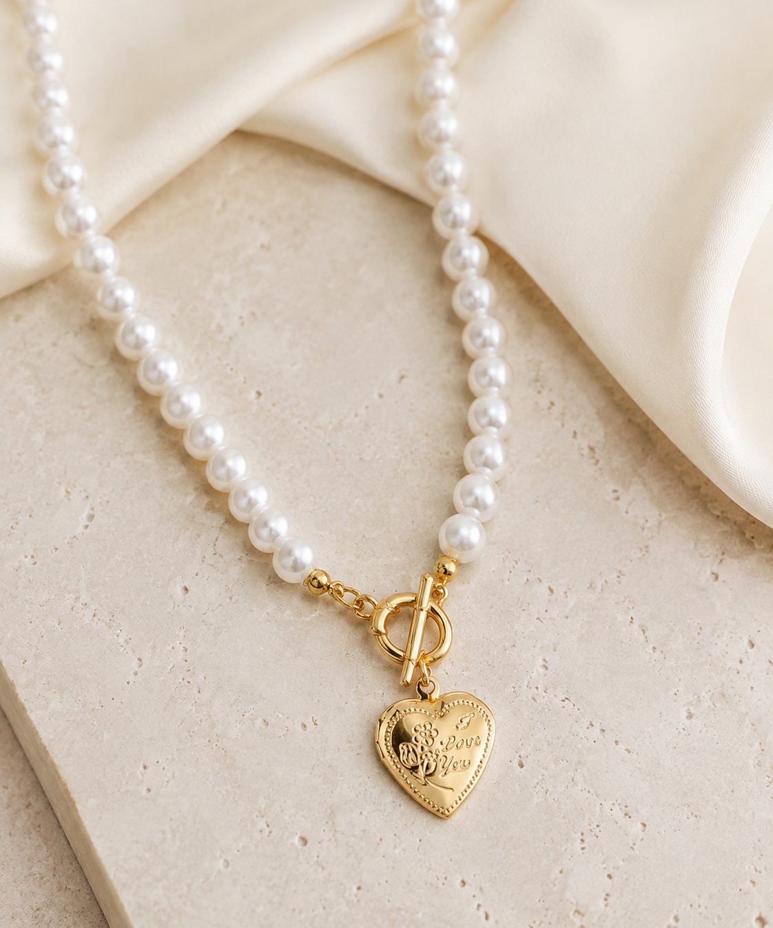 Liora Pearl Heart Necklace — Edition 8 close detail