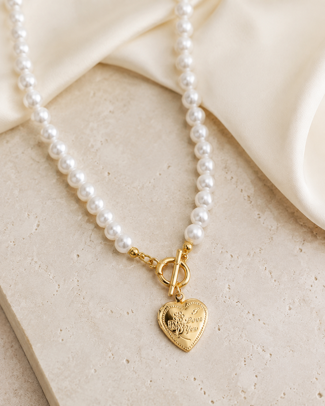 Liora Pearl Heart Necklace — Edition 8 close detail