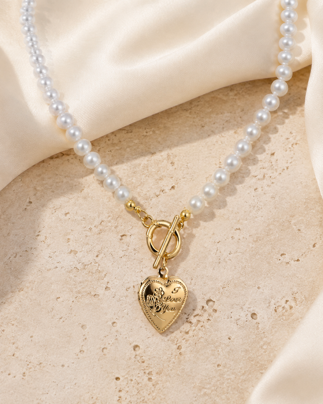 Liora Pearl Heart Necklace — Edition 8 jewelry product view